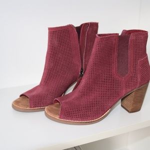 Toms Burgundy Ankle Booties